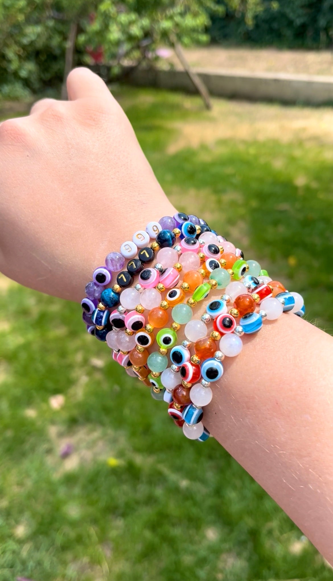 Evil eye bracelet: Red + Red Carnelian (Courage)