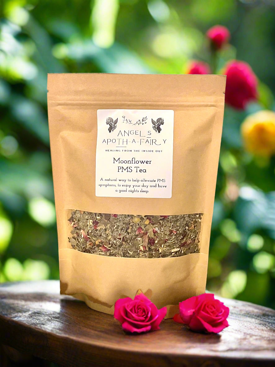 PMS (Moonflower) Tea – Natural Relief for Cramps, Bloating & Mood Swings 🌙🌸