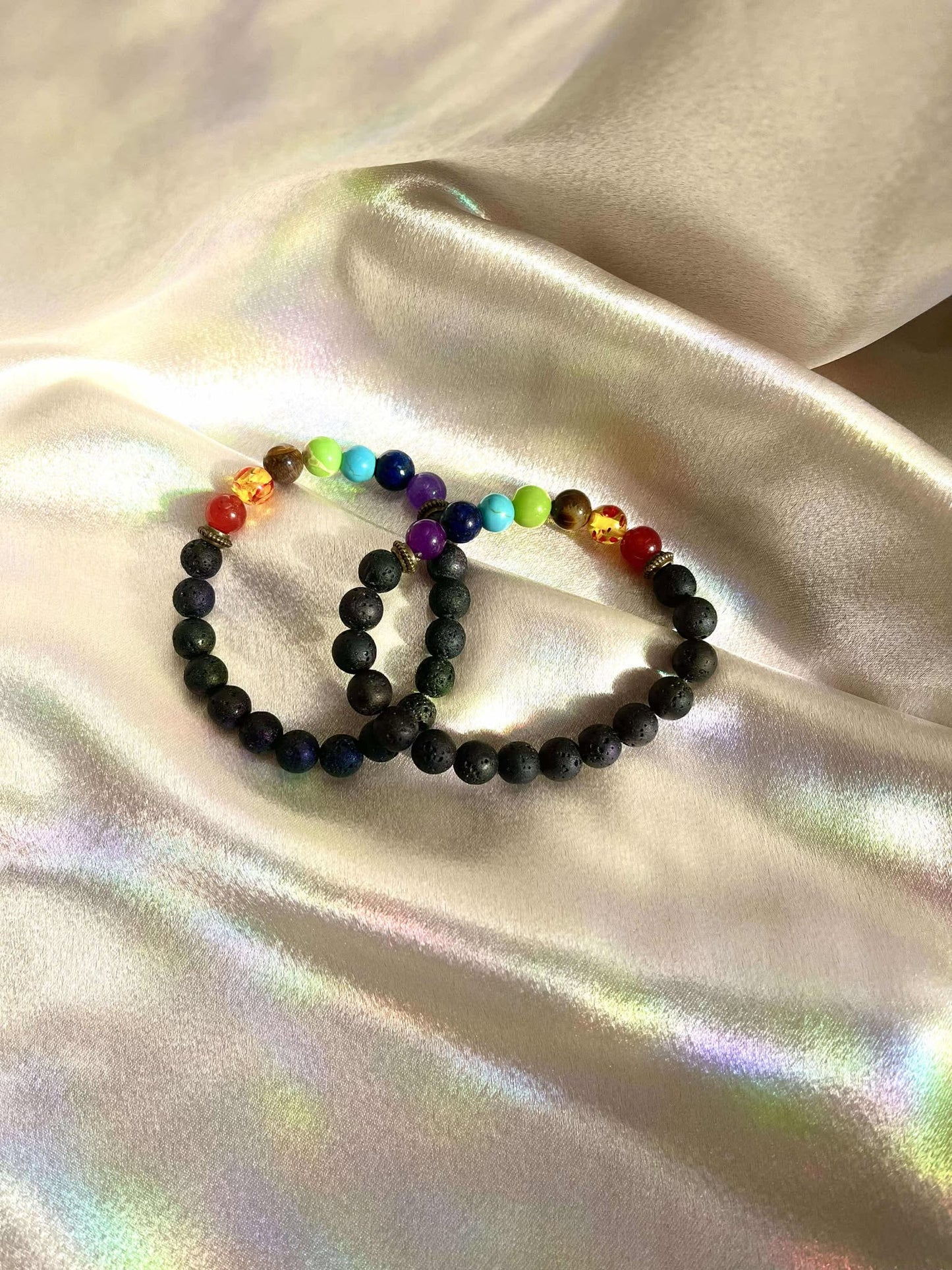 7 Chakra + Lava Rock Bracelet