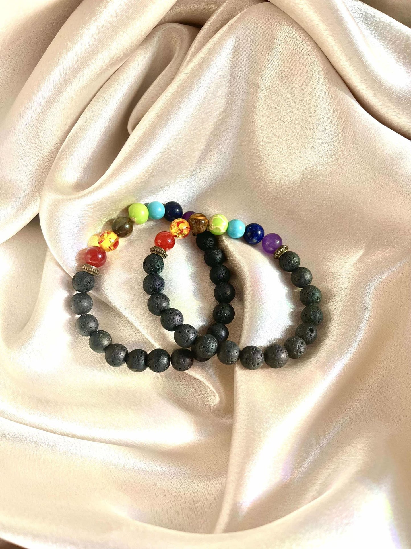 7 Chakra + Lava Rock Bracelet