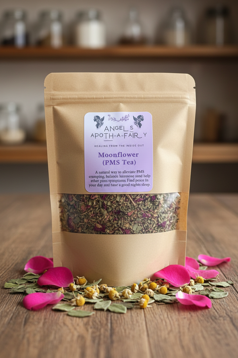 PMS (Moonflower) Tea – Natural Relief for Cramps, Bloating & Mood Swings 🌙🌸