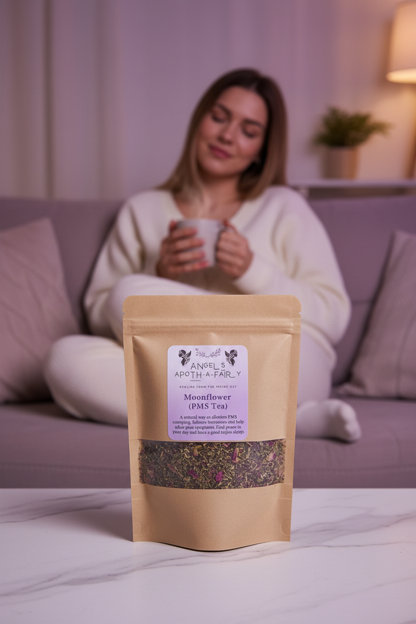 PMS (Moonflower) Tea – Natural Relief for Cramps, Bloating & Mood Swings 🌙🌸